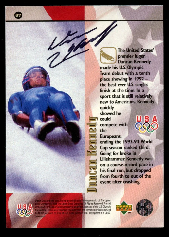 Duncan Kennedy #87 signed autograph auto 1996 Upper Deck Olympic Trading Card - Image 1 of 1