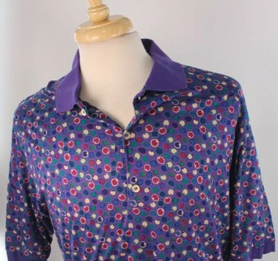Polo de golf Bobby Jones para hombre púrpura geométrico algodón talla L grande Italia Foto 1 de 4