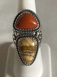 Carolyn Pollack Beautiful Sterling Silver Red & Picture Jasper Ring Size 6 1/8 - Picture 1 of 8