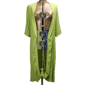Kimono lungo copricostume bohemien con nappe aperte davanti verde S - Foto 1 di 24