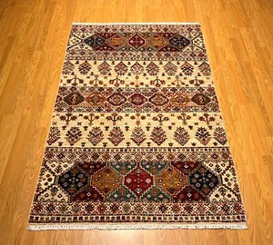 4 x 6.4 Ft HandMade Fine Quality _Natural Dyes _Fine Wool_ Afghan Caucasian Rug - Picture 1 of 15