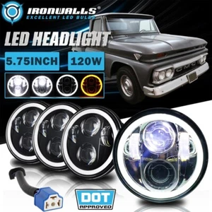 For 1960-65 GMC 1000 1500 2500 Series 5.75" LED Headlights Hi-Lo DRL Angel Eyes - Picture 1 of 12