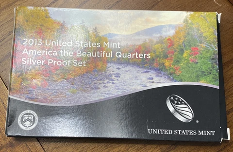 2013 90% Silver USA ATB Proof Set Quarters 5 Coins W/Box & COA OGP Cover