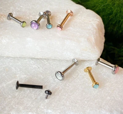 1pc Illuminating Stone Labret Stud Helix Tragus Cartilage Internally Threaded - Image 1 of 4