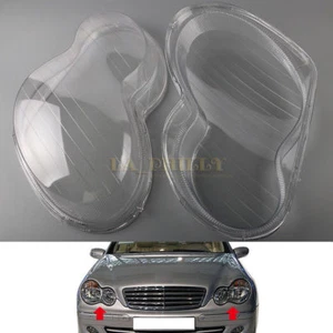 Pair Headlight Headlamp Clear Lens Cover For Mercedes Benz W203 C-Class 01-07 - Picture 1 of 6