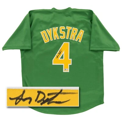 Camiseta deportiva firmada por Lenny Dykstra (Beckett) verde de los Mets de Nueva York retro del día de San Patricio Foto 1 de 4