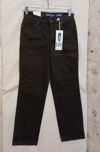 Style and Co Jeans Womens 4P PETITE Brown Tapered Leg Dark Wash 26/28 - Picture 1 of 10