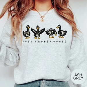Just a Boney Goose Funny Halloween T-shirt Gildan Shirt Sweatshirt - Picture 1 of 4