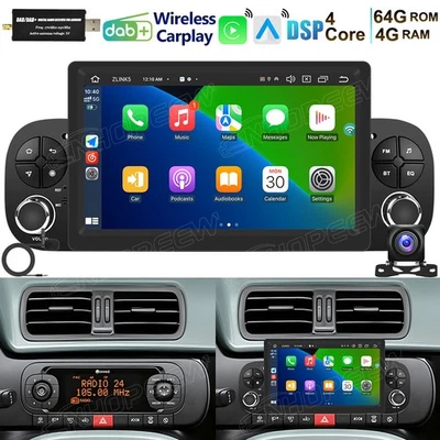 NHOPEEW DAB+ 4+64GB Android 15 Apple Carplay Radio Coche GPS Para Fiat Panda 312 2012-2024