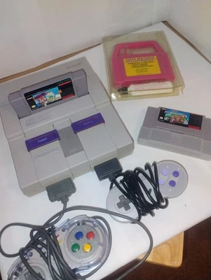 Super Nintendo SNES Console + 2 Controllers | SNS-001 | OEM Authentic Tested! - Image 1 of 4