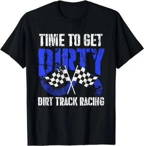 Time To Get Dirty Dirt Track Racing - Checkered Flag Race T-Shirt - Bild 1 von 3