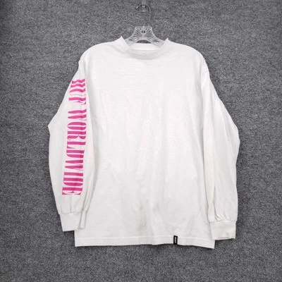 Camiseta HUF Worldwide Para Hombres M Mediana Blanca Manga Larga Monopatín Gráfico Camiseta Foto 1 de 4