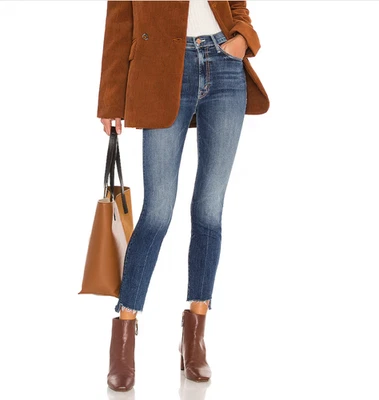 Mother Stunner Zip Ankle Step Fray Jeans Womens 27 Walking On Coals MSRP$220 - Image 1 of 4