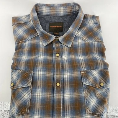 Northwest Territory Men's 3XLT Casual Blue/ Brown Plaid Long Sleeve Shirt - Image 1 of 4