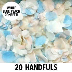 Biologisch abbaubares Hochzeitskonfetti | weiß blauer Pfirsich | kreisförmiges Stoffpapier | 20g - Bild 1 von 3