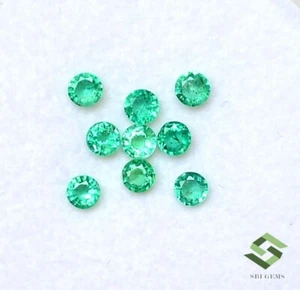 3.25 mm Natural Emerald Round Cut Lot 10 Pcs 1.33 CTS Calibrated Loose Gemstones - Picture 1 of 7