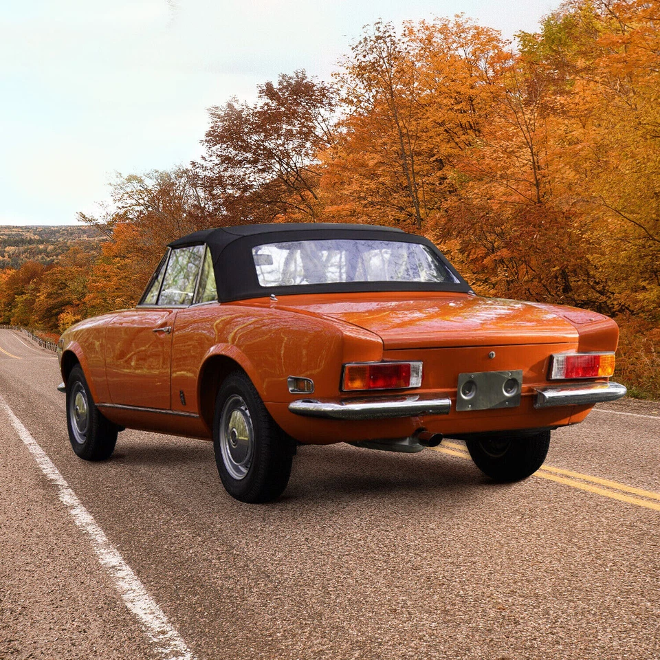 Fits Fiat 124 Spider CS1 Convertible Soft Top 1966-1979 Black Sailcloth Vinyl - Image 1 of 4