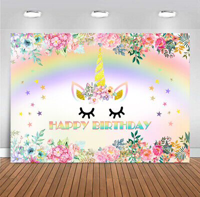 Unicorn Rainbow Backdrop For Kids Unicorn Themed Birthday Party Decor Background • 11.61£