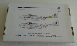 CZECH MASTER RESIN CMR72-116 DE HAVILLAND VAMPIRE T.11 AIRPLANE MODEL KIT 1:72 - Picture 1 of 5