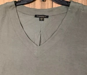 Donna Karan Modal Strick Nachtwäsche Damen Gr. XL Kurzarm Kleid Jägergrün - Bild 1 von 8