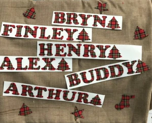 26 Fabric Iron Letters 3.5cm Or Stars 4cm Names Personalized Tartan Stewart Red - Picture 1 of 12