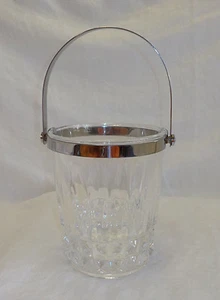 Vintage 1960's Cristal d'Arques Ice Bucket Small Lead Crystal Silverplate Handle - Picture 1 of 12