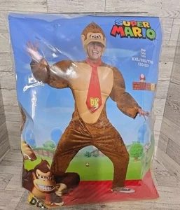 Adult Mens Nintendo Mario Brothers Halloween Costume Jumpsuit Tie Headpiece 2XL - Picture 1 of 6
