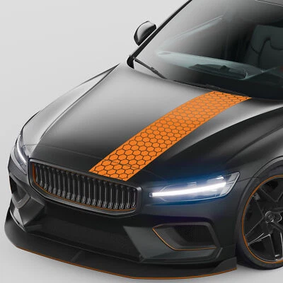 Auto Rennstreifen Waben Aufkleber "Orange" Sticker Haube Folie KX079-04 - Bild 1 von 4