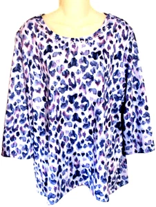 ALFRED DUNNER MULTICOLOR MORADO L/S Túnica Top Resort Wear BLUSA INCRUSTADA L - Imagen 1 de 10