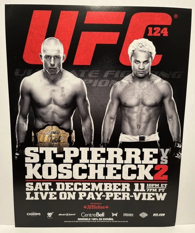 UFC 124 EVENT 8.5X11 INCH POSTER * ST-PIERRE vs. KOSCHECK 2 * MMA BJJ  Wrestling Cover