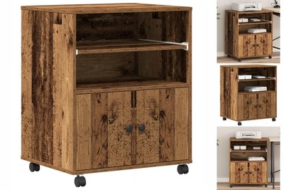 Druckerständer Mit Rollen Alt Holz 60x48x74 Cm - Bild 1 von 4
