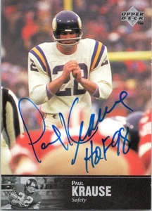 Paul Krause Signed 1997 Upper Deck Legends Autographed Minnesota Vikings HOF - Picture 1 of 2