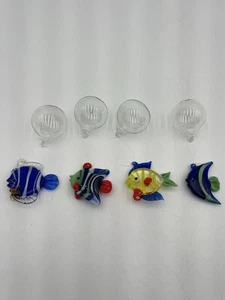 Mundgeblasene Glasfische mit Klarglas Floatblasen 4 Stück - Bild 1 von 12