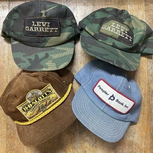 Lotto 4x cappelli camionisti vintage Dusty Old Tobacco & Denim Snapback toppa berretto retrò USA - Foto 1 di 19
