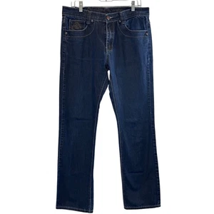 Cain & Abel Dark Wash Denim Jeans Distressed Logo Accents Mens Casual - Picture 1 of 10