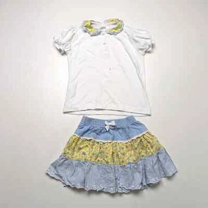 Abito Kaboom vintage bambina taglia 6 gonna patchwork camicia - Foto 1 di 6