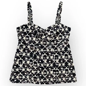 Patagonia Womens Sz 8 Hemp Blend Odalisque Tank Top Black Beige 53051 Zipper - Picture 1 of 10