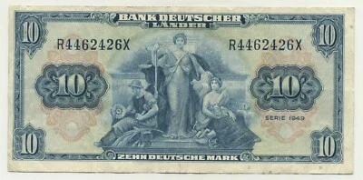 Germany Federal Rep. 10 Marks 1949 Pick 16.a VF+ Circulated Banknote Ref 426 - Image 1 of 2