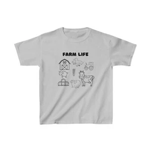 Kids Farm Life T-Shirt, Cow, Pig, Sheep, Tractor, Barn Country Fun Playful Style - Picture 1 of 11