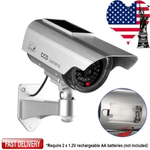 Solar Power Dummy Fake Security CCTV Camera Outdoor LED Light Surveillance White - Picture 1 of 13