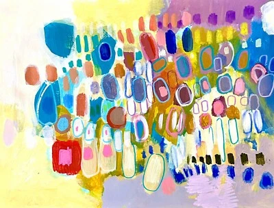 Colorful Abstract Painting 8.5x11” Original on Paper - Image 1 of 4