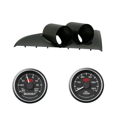Clip-in Dual Gauge Pod w/ Turbo Boost & Oil Temp Gauge fits Ford BA BF Falcon - Image 1 of 4