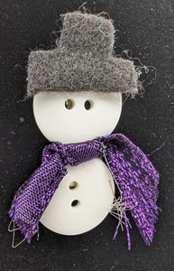 Handarbeit Schneemann Knopf Weihnachten Pin Brosche Filzhut Stoffband Handarbeit - Bild 1 von 6