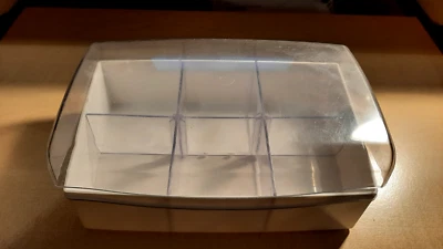 Teebeutelbox Teebox Teebeutel Teekister Kunststoff 6Fächer transparent/weiss - Bild 1 von 4