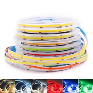 COB LED Strip 320 LEDs High Density Flexible COB LED Lights DC12V 24V RA80 10mm - Picture 1 of 26