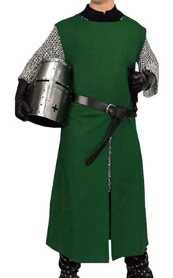 Abrigo túnica caballero vikingo medieval tela de algodón disfraz para recreación LARP Foto 1 de 4