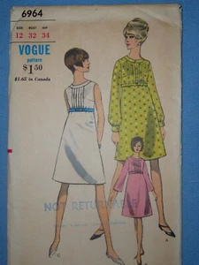 Rare Vtg 1960s mod Vogue dress pattern #6964, size 12=bust 32, complete - Picture 1 of 2