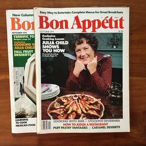 Lot 2 1970s Bon Appetit Magazines Julia Child Pickling Cooking for Two - Picture 1 of 4