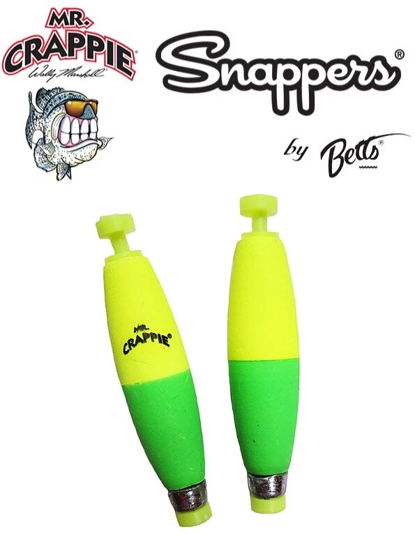 Mr. Crappie Snappers Weighted Snap On Cigar Float упаковка 2 шт. (выберите размер) MBW-2YG - Изображение 1 из 1