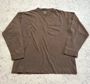 Russell Athletic Brown Long Sleeve Pocket T-Shirt Men’s Size XL Vintage Look - Picture 1 of 5